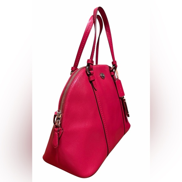 Coach Peyton Cora Domed Magenta Saffiano Leather Satchel - Picture 4 of 9